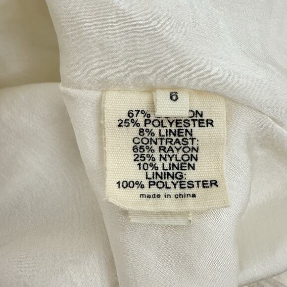 L'agence Babydoll Mini Dress Size 6 Striped Cream Linen Blend Soft Girl Feminine - Picture 10 of 16